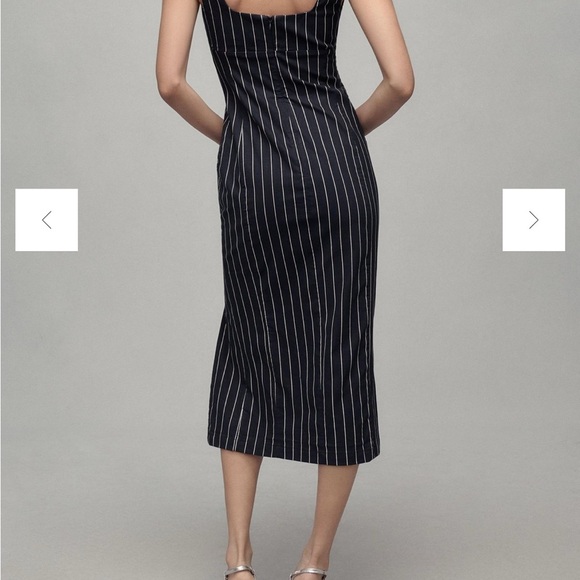 Anthropologie Slim Square-Neck Slit Midi Dress Size M - Picture 2 of 15